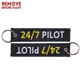 24/7 Pilot Keychain Aviation Embroidery Key Ring Chain