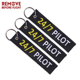 24/7 Pilot Keychain Aviation Embroidery Key Ring Chain