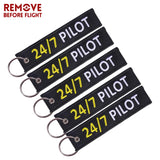 24/7 Pilot Keychain Aviation Embroidery Key Ring Chain