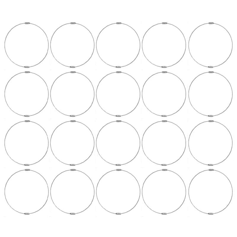 Keychain Cable Stainless Steel Ring Loop Holder, 20 Pack