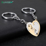 Couple Keychain Gift Heart Shaped Cat Stitching Keychains Wedding Anniversary
