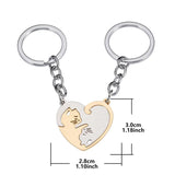 Couple Keychain Gift Heart Shaped Cat Stitching Keychains Wedding Anniversary