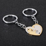 Couple Keychain Gift Heart Shaped Cat Stitching Keychains Wedding Anniversary