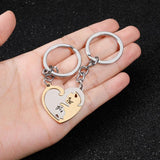 Couple Keychain Gift Heart Shaped Cat Stitching Keychains Wedding Anniversary