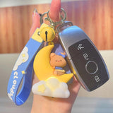 Moon Bear Rabbit Light Glowing Keychain Keyring Couple Bag Ornament