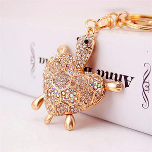 Tortoise Turtle Love Heart Crystal Charm Keychain