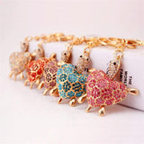 Tortoise Turtle Love Heart Crystal Charm Keychain