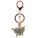 Tortoise Turtle Love Heart Crystal Charm Keychain