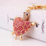 Tortoise Turtle Love Heart Crystal Charm Keychain