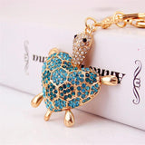 Tortoise Turtle Love Heart Crystal Charm Keychain