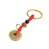 Brass Five Emperors Money Keychain Body Protection Safety Lanyard Pendant Cord