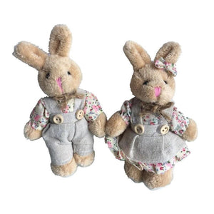 2 Cloth Bear/Rabbit Dolls Keychain Gift Plush Material for Girl