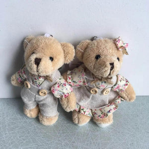 2 Cloth Bear/Rabbit Dolls Keychain Gift Plush Material for Girl