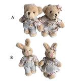 2 Cloth Bear/Rabbit Dolls Keychain Gift Plush Material for Girl