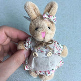 2 Cloth Bear/Rabbit Dolls Keychain Gift Plush Material for Girl