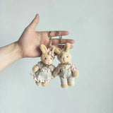 2 Cloth Bear/Rabbit Dolls Keychain Gift Plush Material for Girl