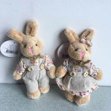2 Cloth Bear/Rabbit Dolls Keychain Gift Plush Material for Girl