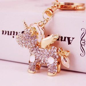Rhinestone Unicorn Keychain Metal Pendant Bag Accessories (8 Colors)