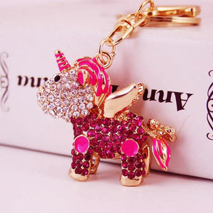 Rhinestone Unicorn Keychain Metal Pendant Bag Accessories (8 Colors)