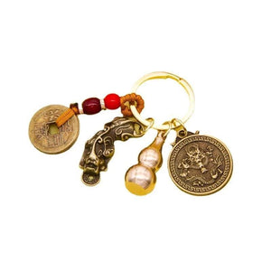 Chinese Zodiac Brass Gourd Pixiu Keychain