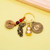 Chinese Zodiac Brass Gourd Pixiu Keychain