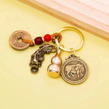 Chinese Zodiac Brass Gourd Pixiu Keychain