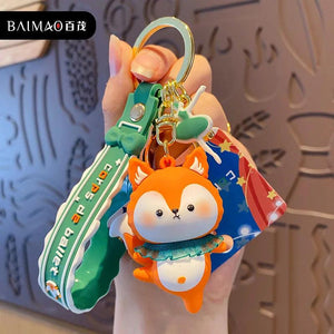 Animal Keychain Cartoon Fox Rabbit Lace Keyring Couple Bag Car Key Chain
