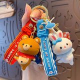 Animal Keychain Cartoon Fox Rabbit Lace Keyring Couple Bag Car Key Chain