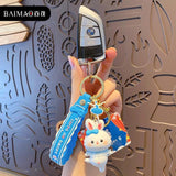 Animal Keychain Cartoon Fox Rabbit Lace Keyring Couple Bag Car Key Chain