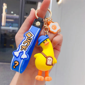 Funny Sitting Duck Key Chain Pendant for Women Men Bag Car Keyfob Kid Gift