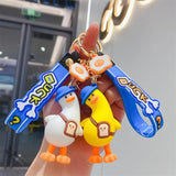 Funny Sitting Duck Key Chain Pendant for Women Men Bag Car Keyfob Kid Gift