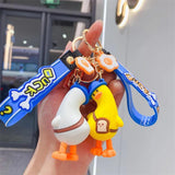 Funny Sitting Duck Key Chain Pendant for Women Men Bag Car Keyfob Kid Gift