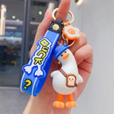 Funny Sitting Duck Key Chain Pendant for Women Men Bag Car Keyfob Kid Gift