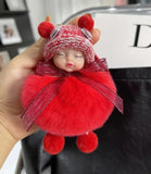 Baby Doll Keychain Fluffy Pom Pom Faux Fur Plush Keychains