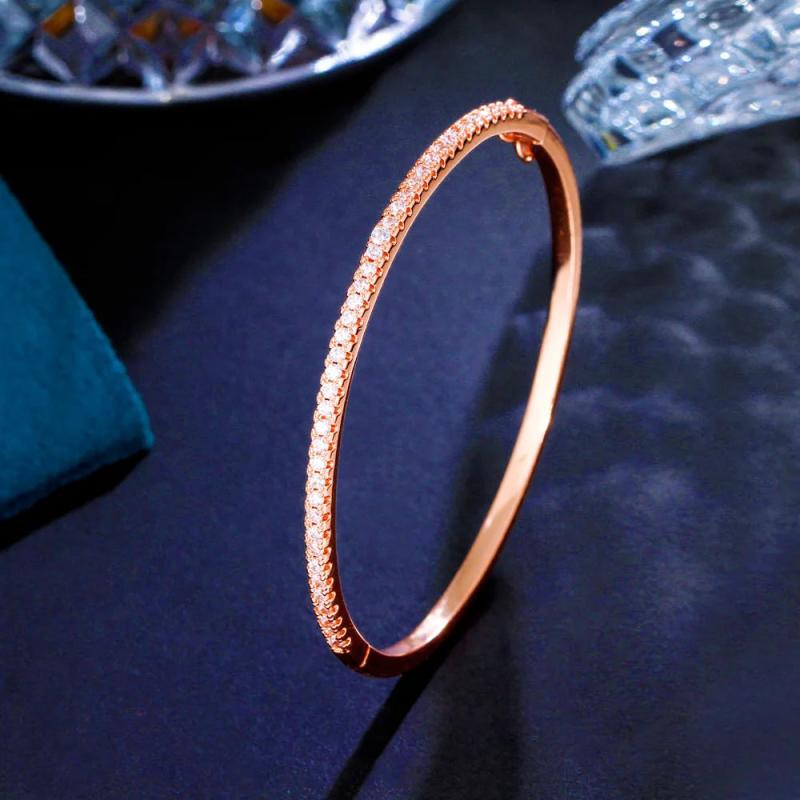 Pera Micro Pave Full CZ Big Round Thin Open Cuff Bangles