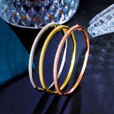 Pera Micro Pave Full CZ Big Round Thin Open Cuff Bangles