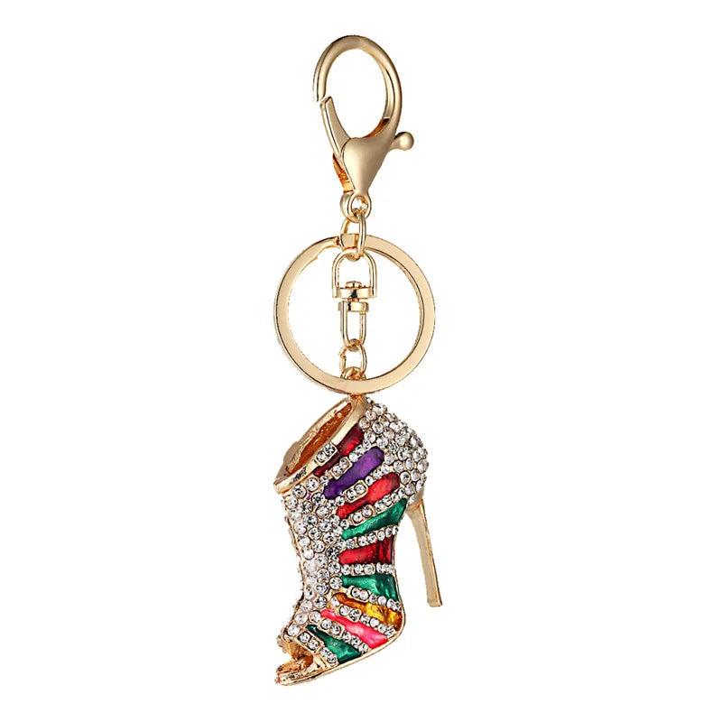 High Heel Shoes Keychain Rhinestone Charm Women Handbag Key Holder Pendant