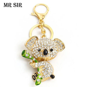 Koala Keychain Rhinestone Inlaid Alloy Pendant Keyring High Creative Key Chain