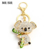 Koala Keychain Rhinestone Inlaid Alloy Pendant Keyring High Creative Key Chain