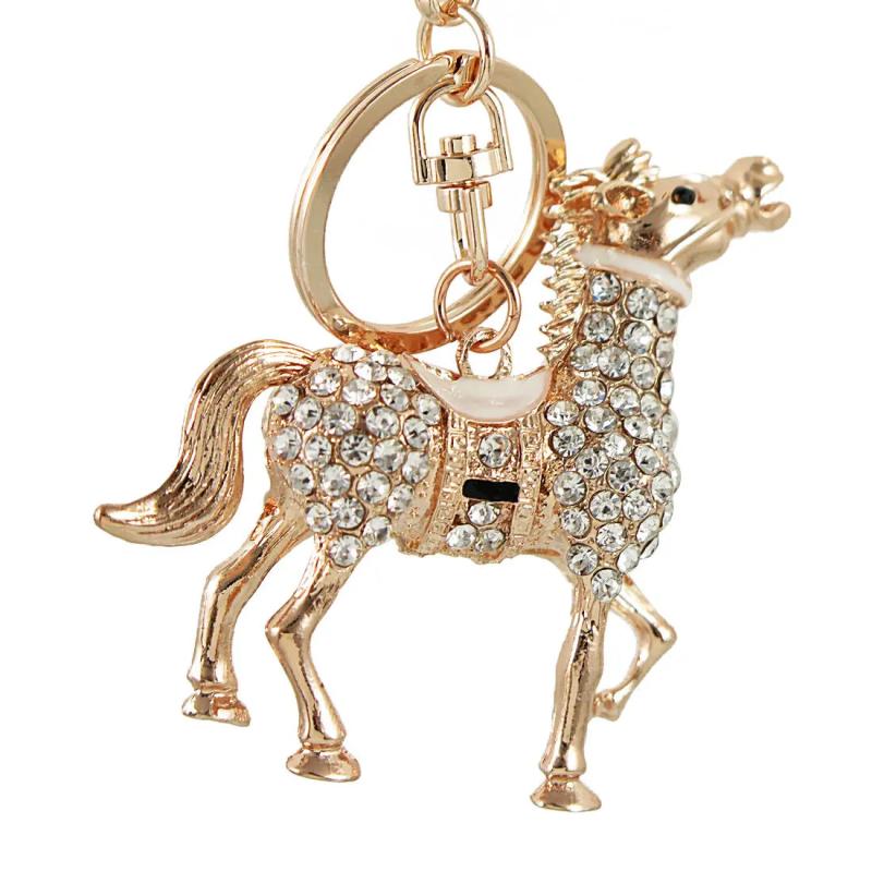 Enamel Rhinestone Horse Keychain for Car Handbag
