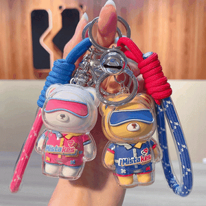 Ski Bear Acrylic Keychain Doll Bag Pendant Car Jewelry Keyring