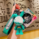 Punk Rabbit Liquid Keychain Rotating Planet Quicksand Bunny Sequin Keyring