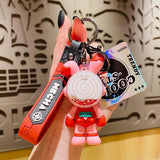 Punk Rabbit Liquid Keychain Rotating Planet Quicksand Bunny Sequin Keyring