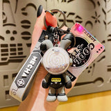 Punk Rabbit Liquid Keychain Rotating Planet Quicksand Bunny Sequin Keyring