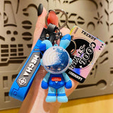 Punk Rabbit Liquid Keychain Rotating Planet Quicksand Bunny Sequin Keyring
