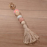 Rainbery Rainbow Tassel Keychain Silicone Beads Pendant Key Chain