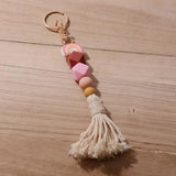 Rainbery Rainbow Tassel Keychain Silicone Beads Pendant Key Chain