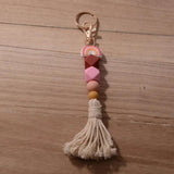 Rainbery Rainbow Tassel Keychain Silicone Beads Pendant Key Chain