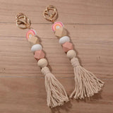 Rainbery Rainbow Tassel Keychain Silicone Beads Pendant Key Chain
