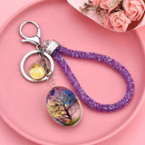 Sky Star Dried Flower Butterfly Key Chain Glass Pendant